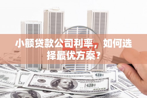 宜君小额贷款公司利率，如何选择最优方案？