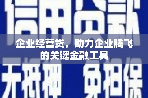宜君企业经营贷，助力企业腾飞的关键金融工具