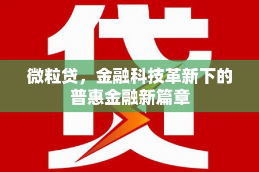 宜君微粒贷，金融科技革新下的普惠金融新篇章