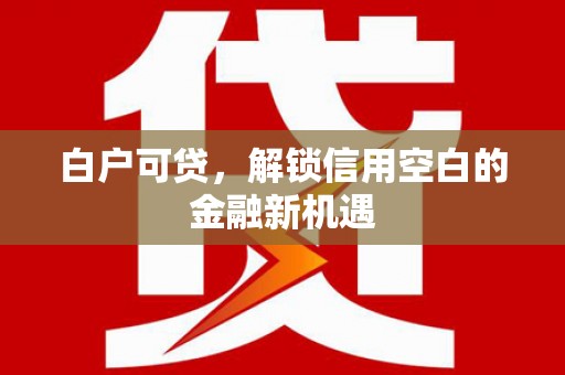 宜君白户可贷，解锁信用空白的金融新机遇