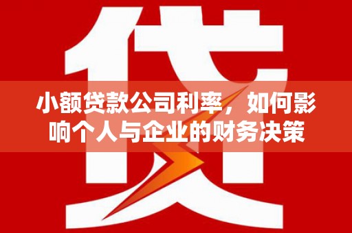 宜君小额贷款公司利率，如何影响个人与企业的财务决策