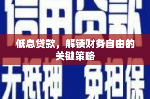 宜君低息贷款，解锁财务自由的关键策略